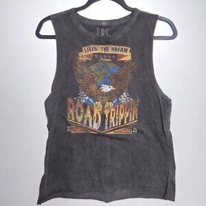 Heather Gray Scoop Neck Tank Top with Vintage Graphic